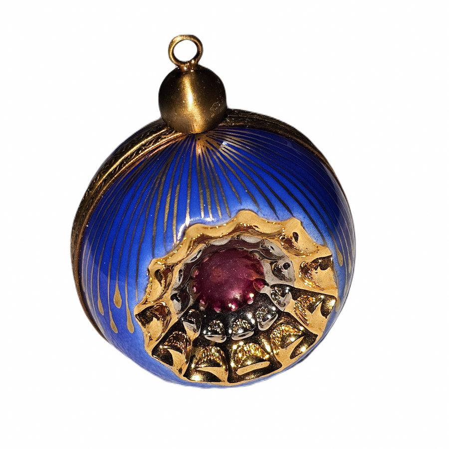 Elegant Blue Limoges Ornament Porcelain Limoges xmas French Trinket Box