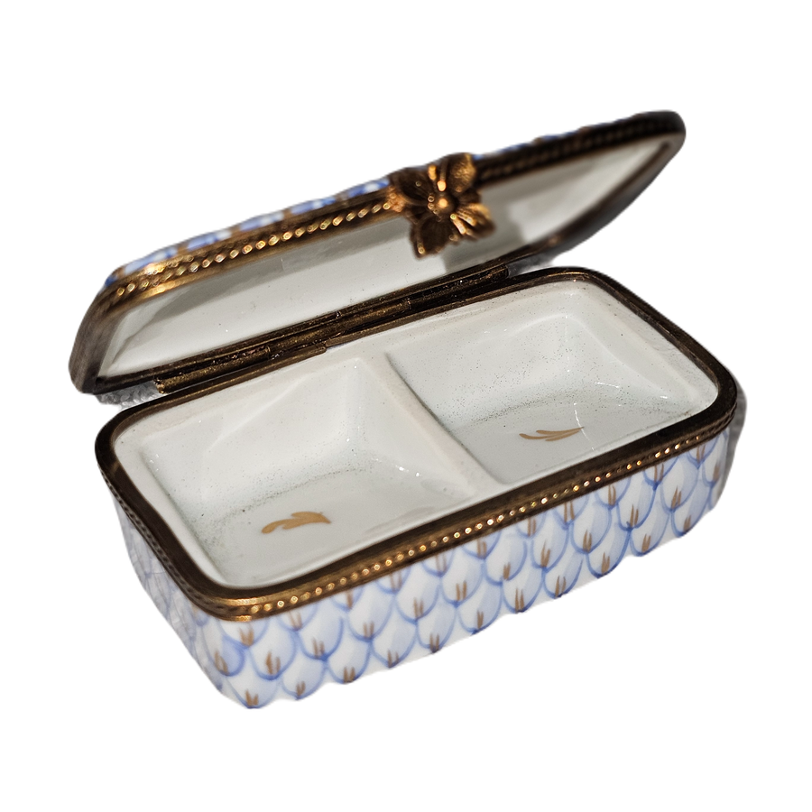 Light Blue Elegance Limoges Box Porcelain Limoges traditional French Trinket Box