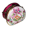 Hot Pink Floral Limoges Box Porcelain Limoges purse French Trinket Box