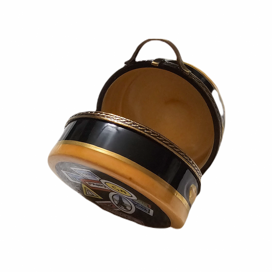 Round Travel Suitcase Limoges Box Porcelain Limoges bag purse travel French Trinket Box
