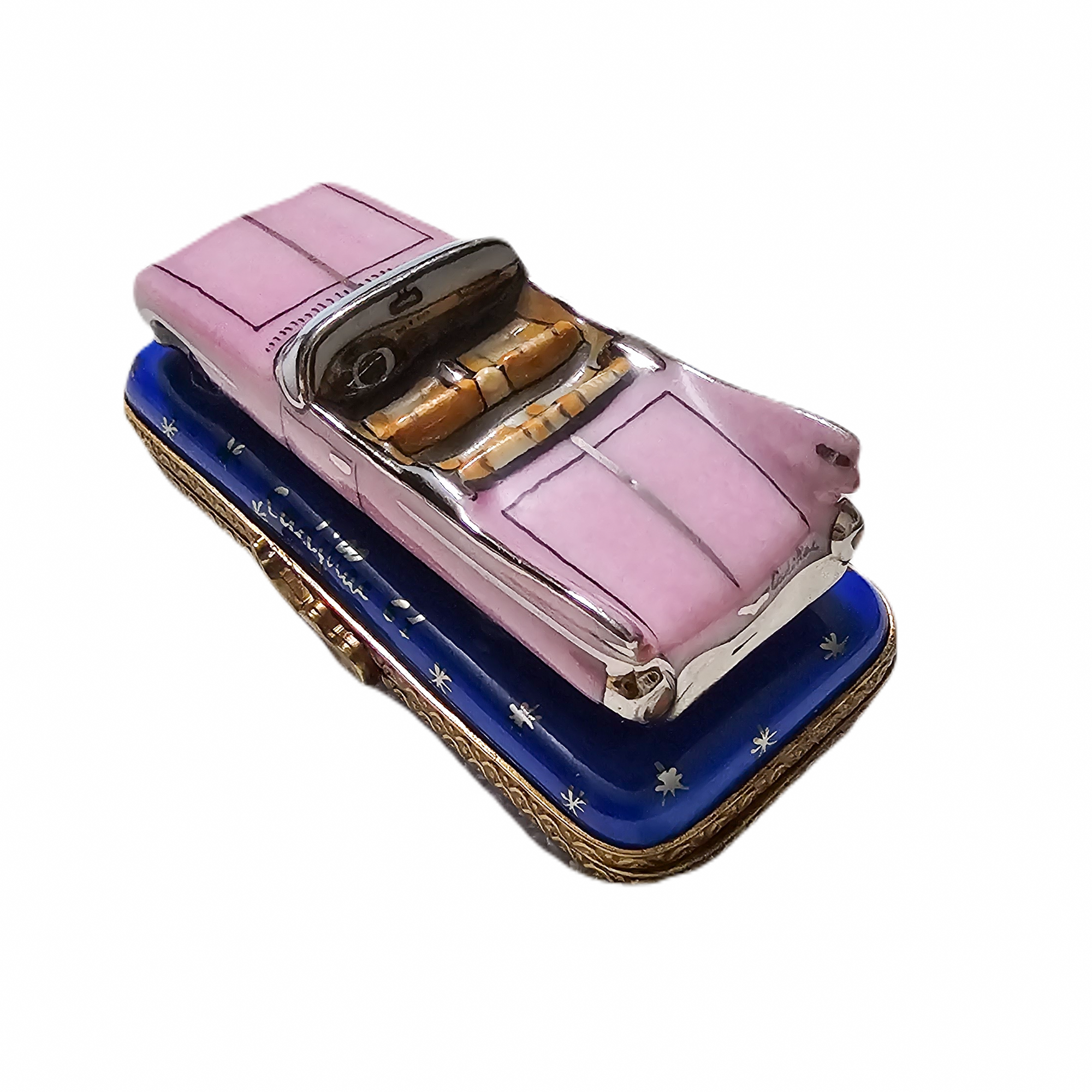 Pink Cadillac Limoges Box Porcelain Limoges vehicle French Trinket Box