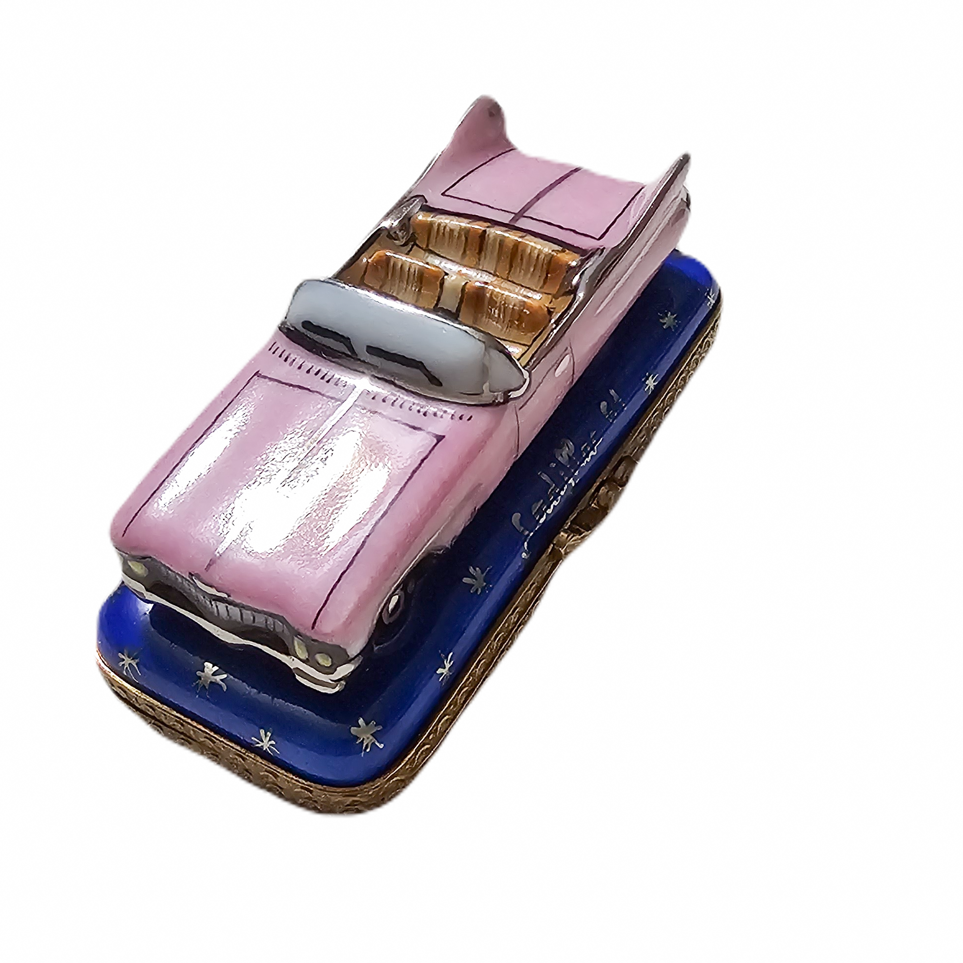 Pink Cadillac Limoges Box Porcelain Limoges vehicle French Trinket Box
