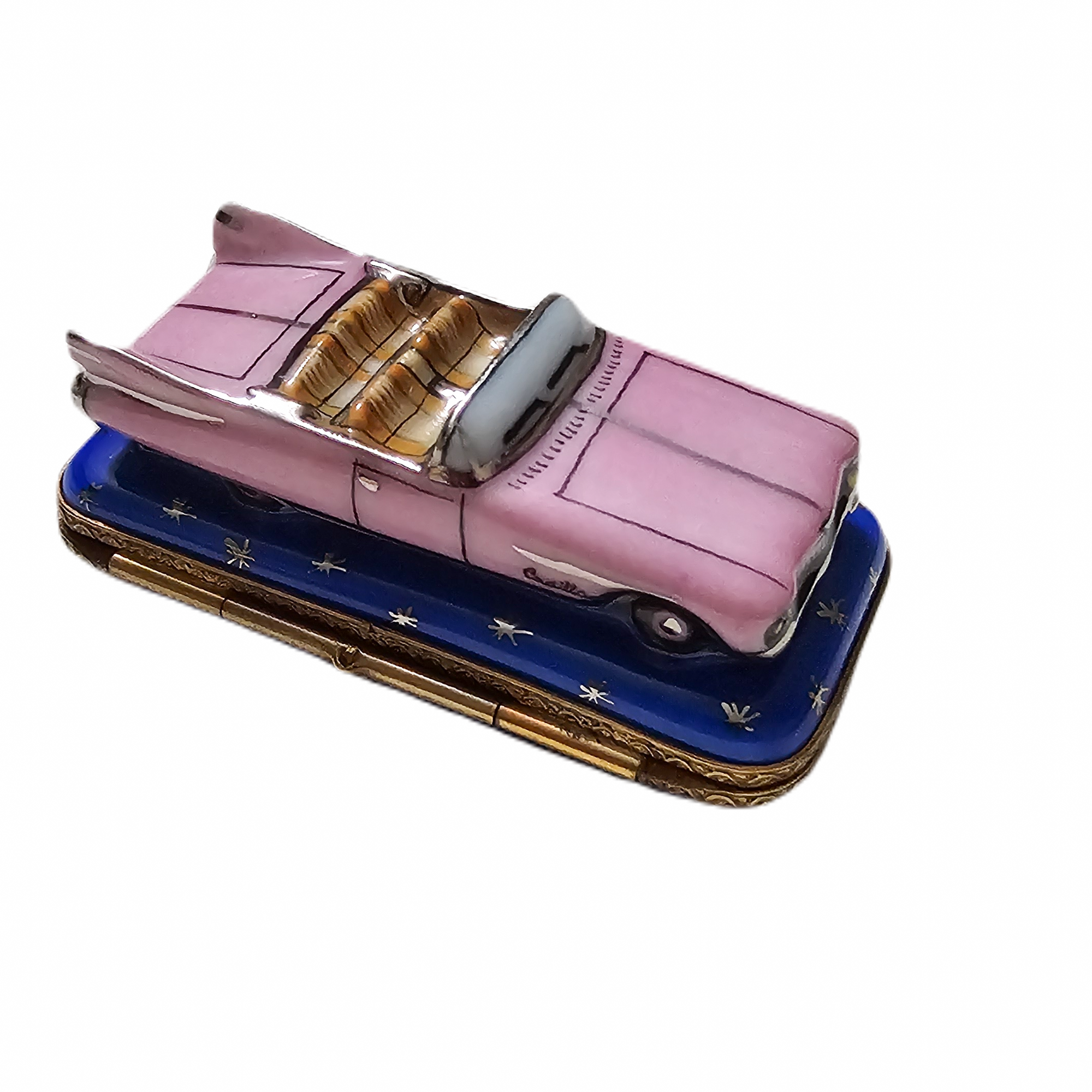 Pink Cadillac Limoges Box Porcelain Limoges vehicle French Trinket Box
