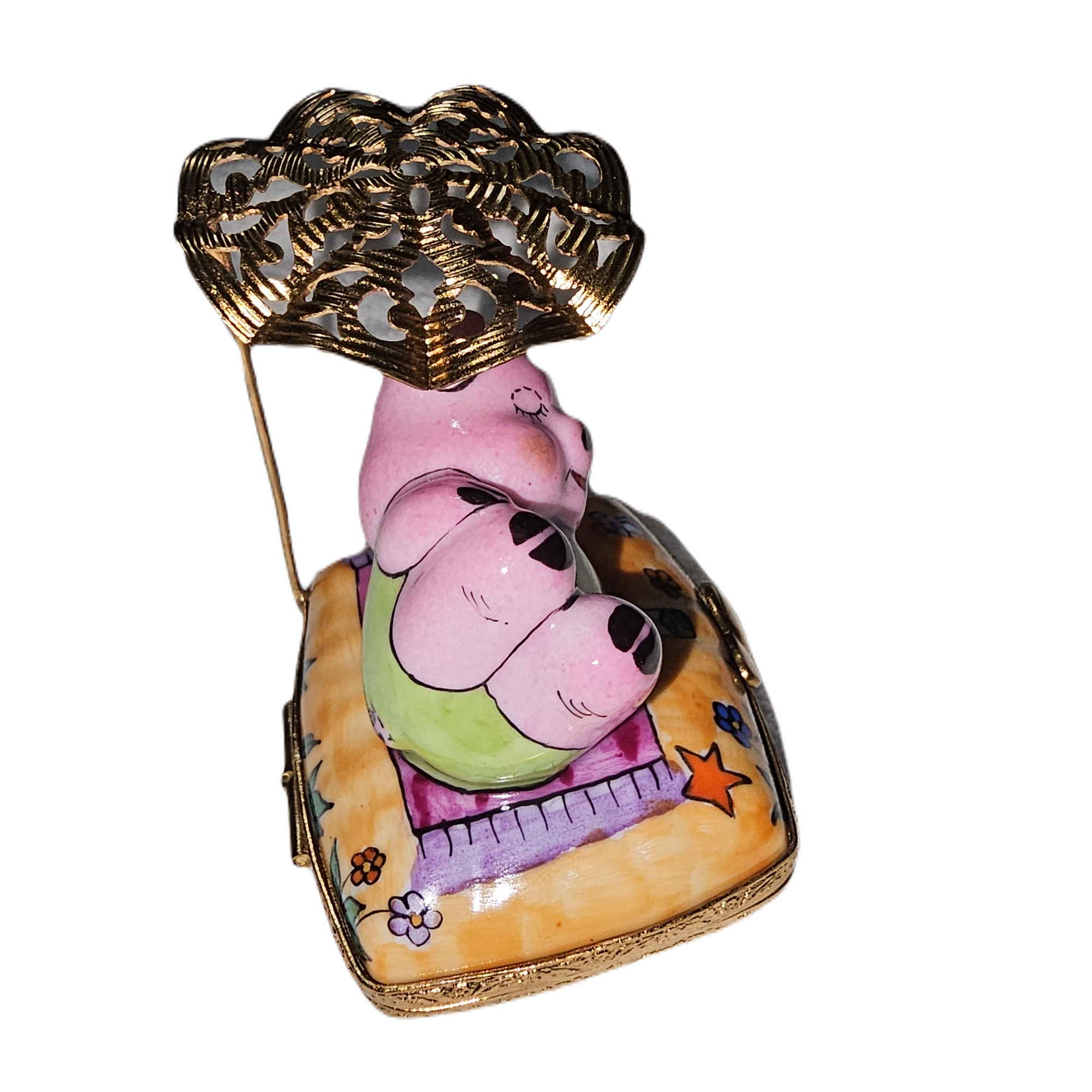 Charming Pig Beach Retreat Porcelain Limoges pig beach French Trinket Box