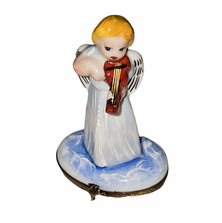 Angel Playing Violin Figurine Porcelain Limoges angel music French Trinket Box