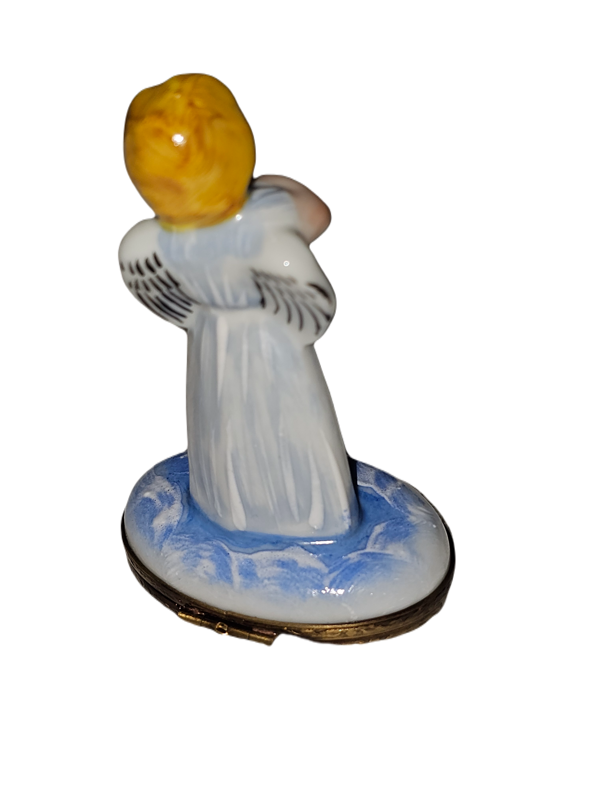 Angel Playing Violin Figurine Porcelain Limoges angel music French Trinket Box