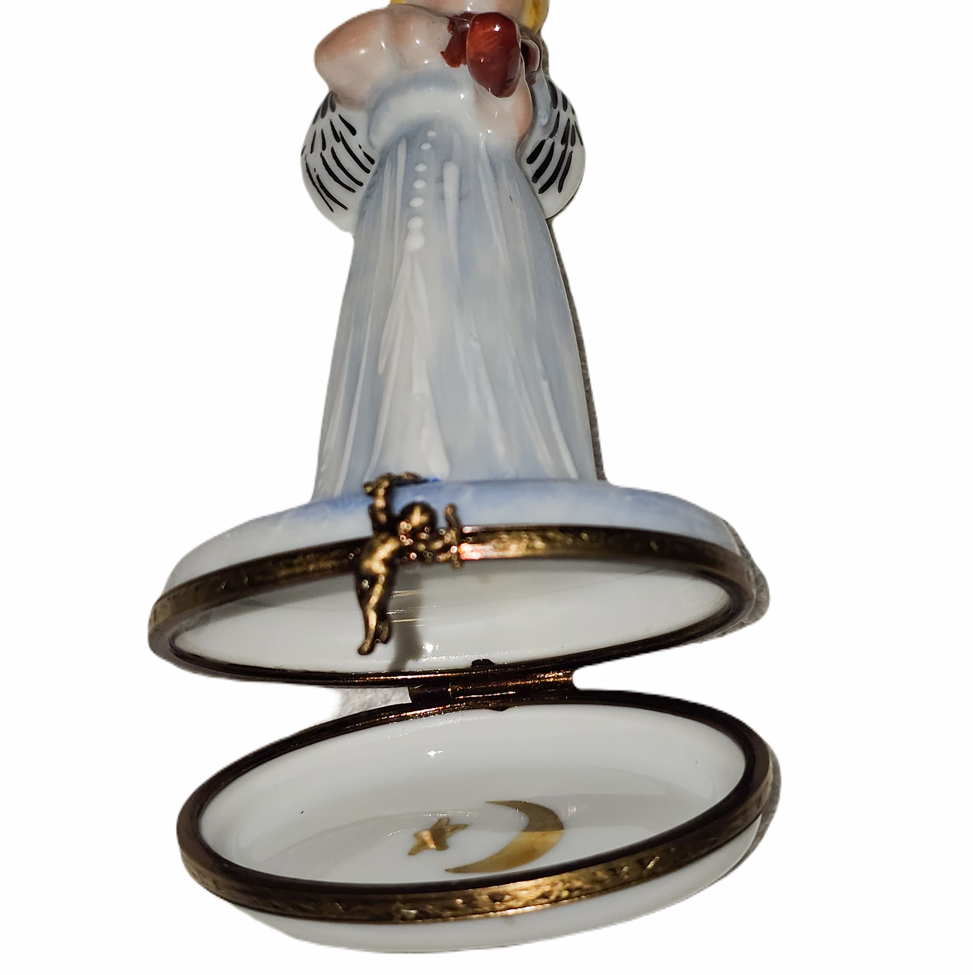 Angel Playing Violin Figurine Porcelain Limoges angel music French Trinket Box
