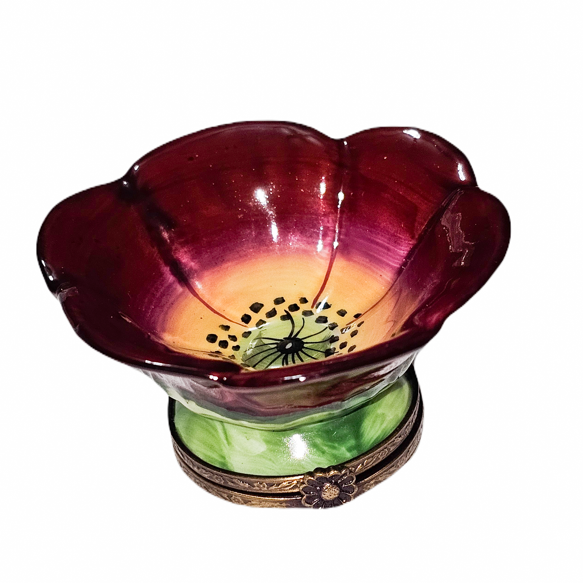 Red Flower Limoges Box Elegance Porcelain Limoges Flowers Garden French Trinket Box