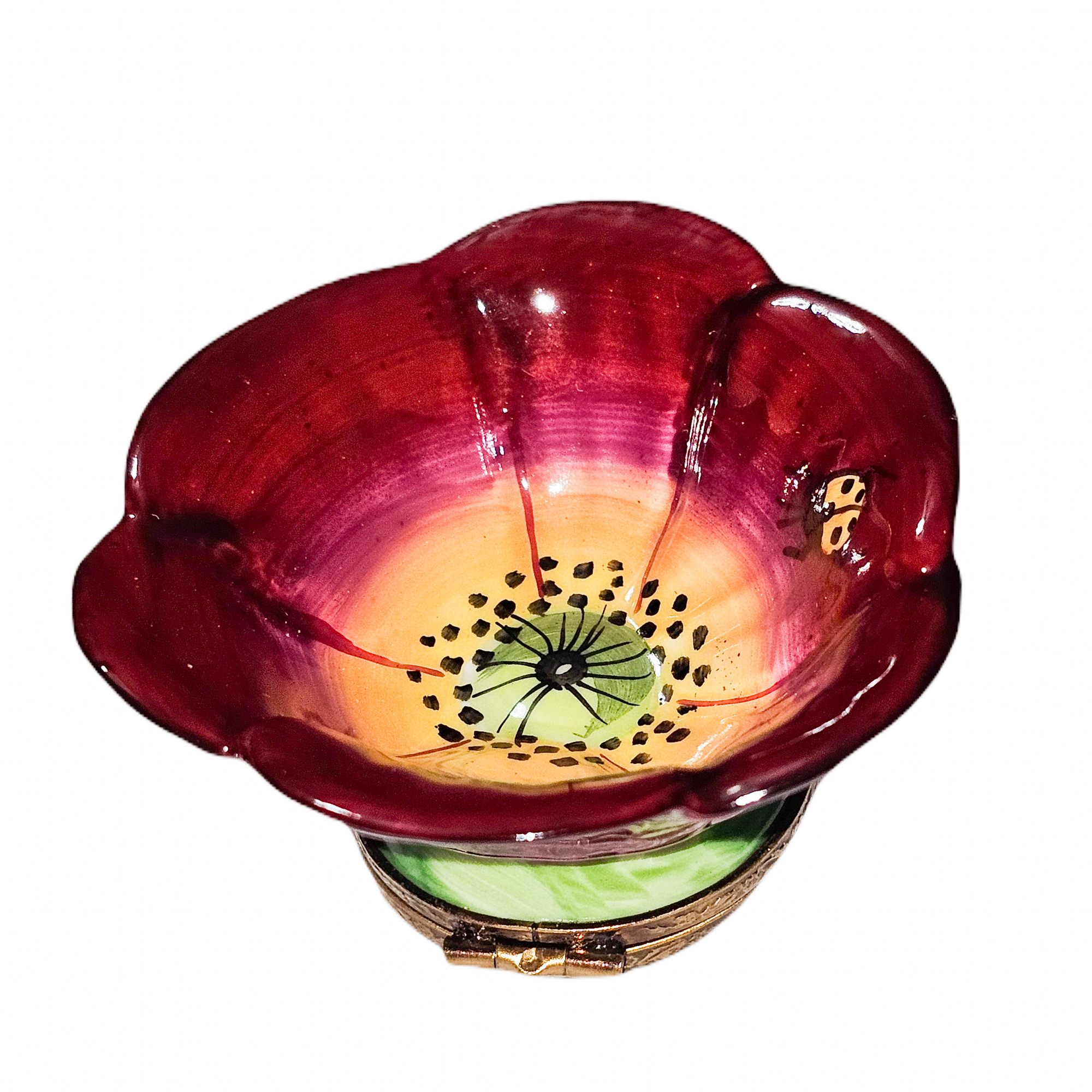 Red Flower Limoges Box Elegance Porcelain Limoges Flowers Garden French Trinket Box