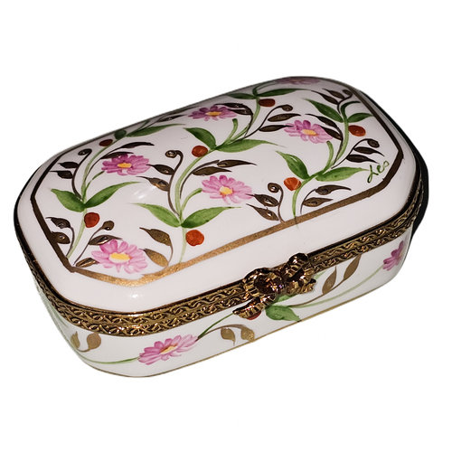 Pink Floral Elegance Limoges Box Porcelain Limoges traditional French Trinket Box