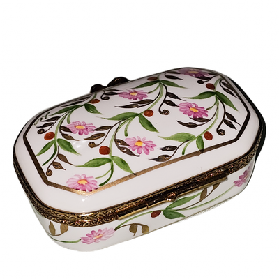 Pink Floral Elegance Limoges Box Porcelain Limoges traditional French Trinket Box
