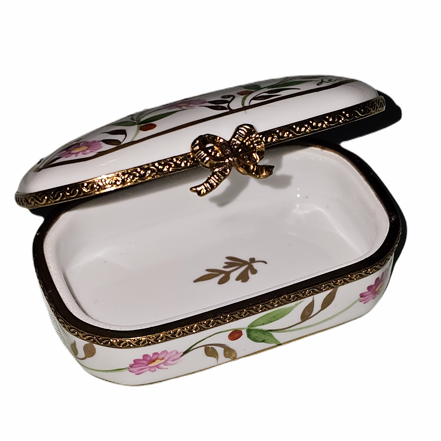 Pink Floral Elegance Limoges Box Porcelain Limoges traditional French Trinket Box