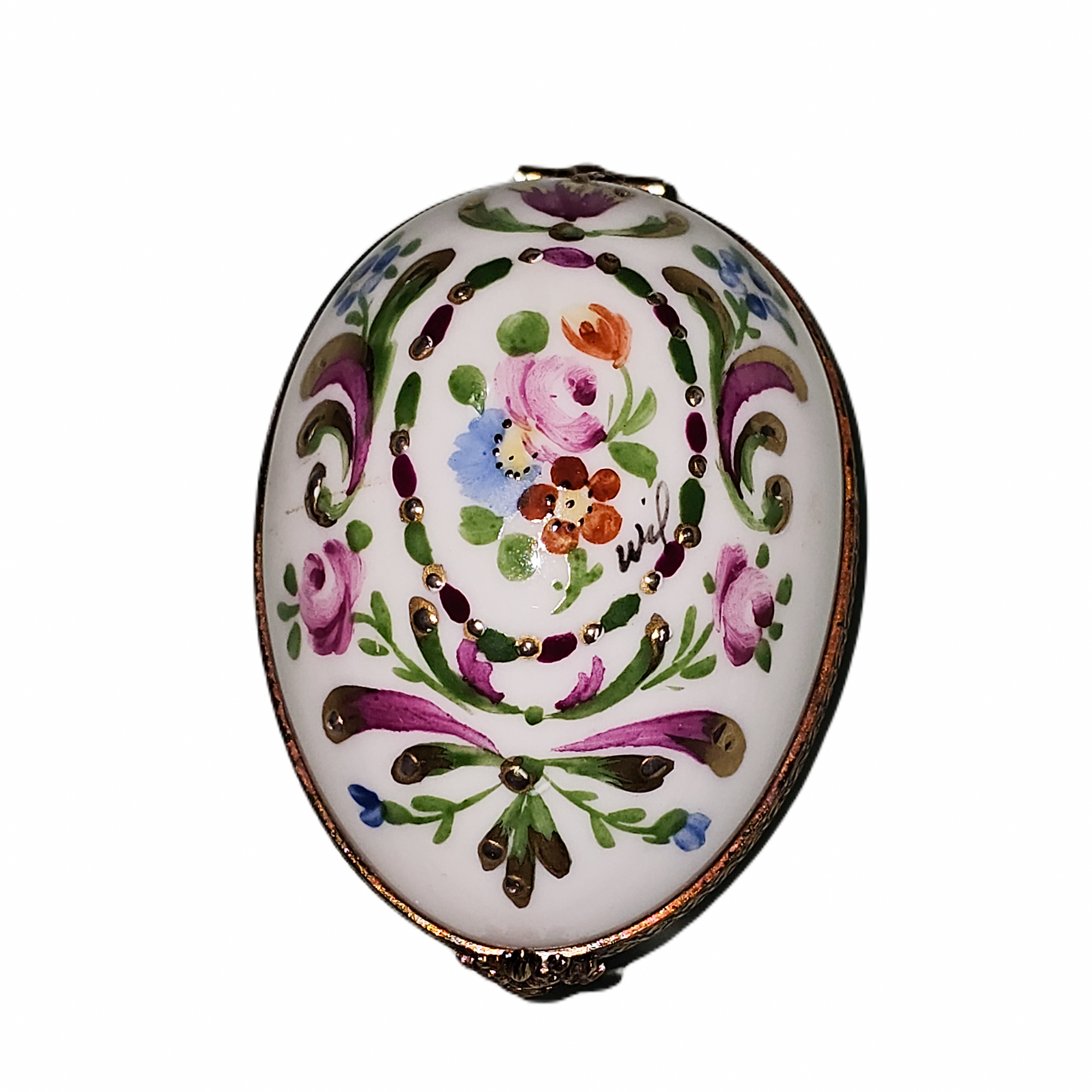 Floral Elegance Limoges Box Porcelain Limoges egg French Trinket Box