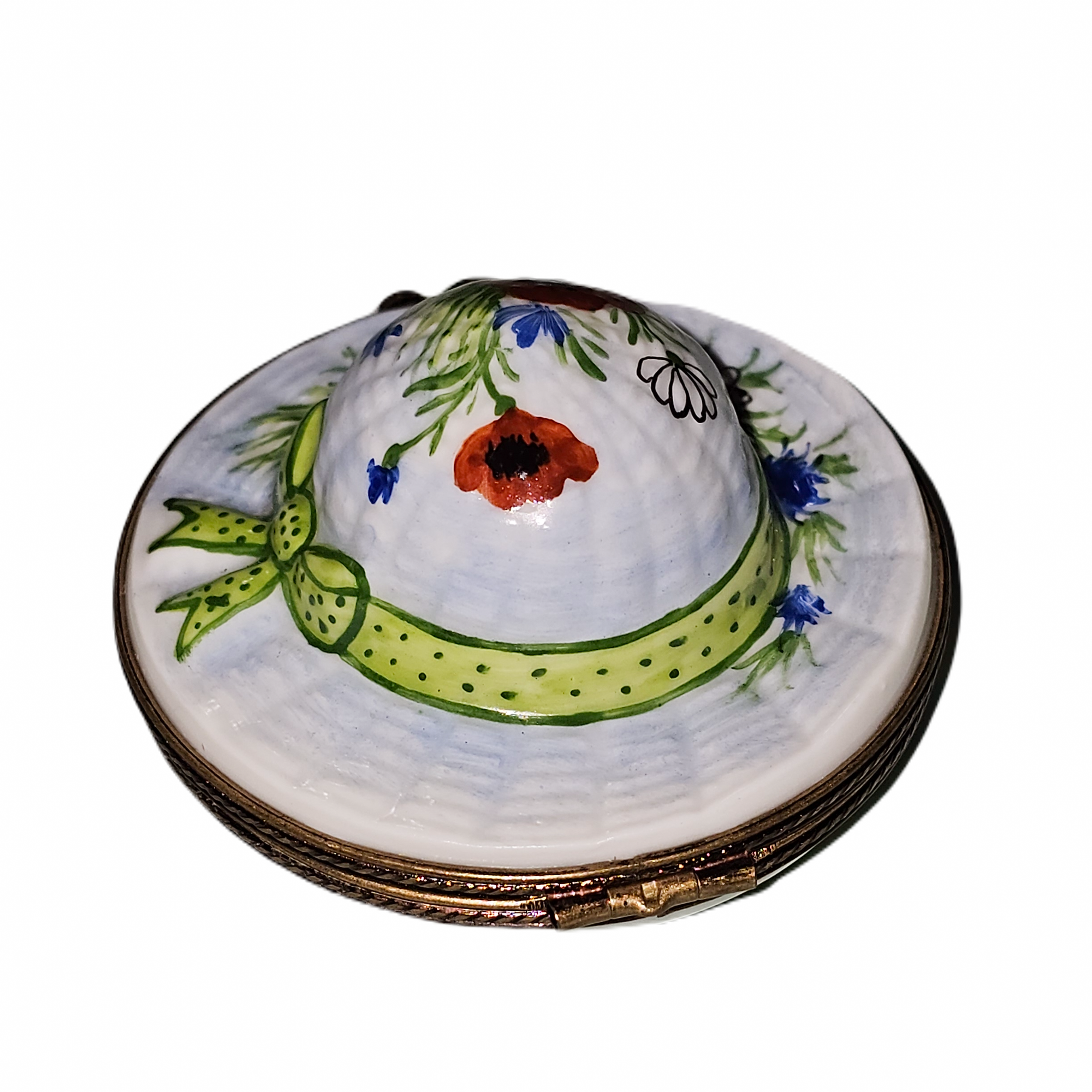 Garden Hat With Vibrant Flowers Porcelain Limoges hat French Trinket Box