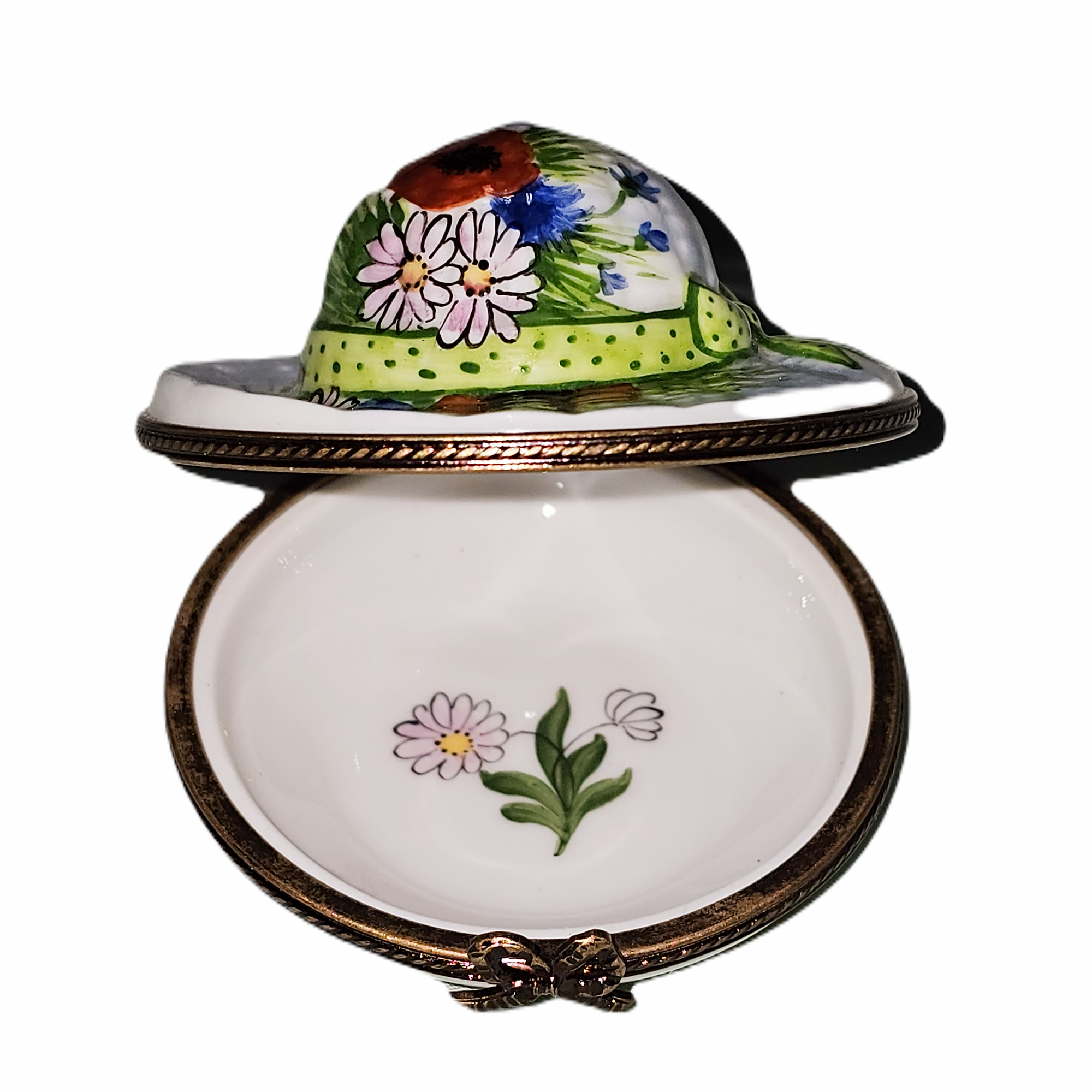 Garden Hat With Vibrant Flowers Porcelain Limoges hat French Trinket Box