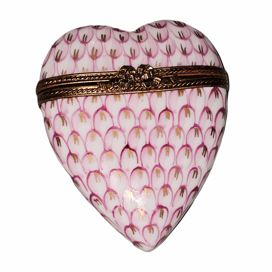 Light Pink Heart Limoges Box Porcelain Limoges heart French Trinket Box
