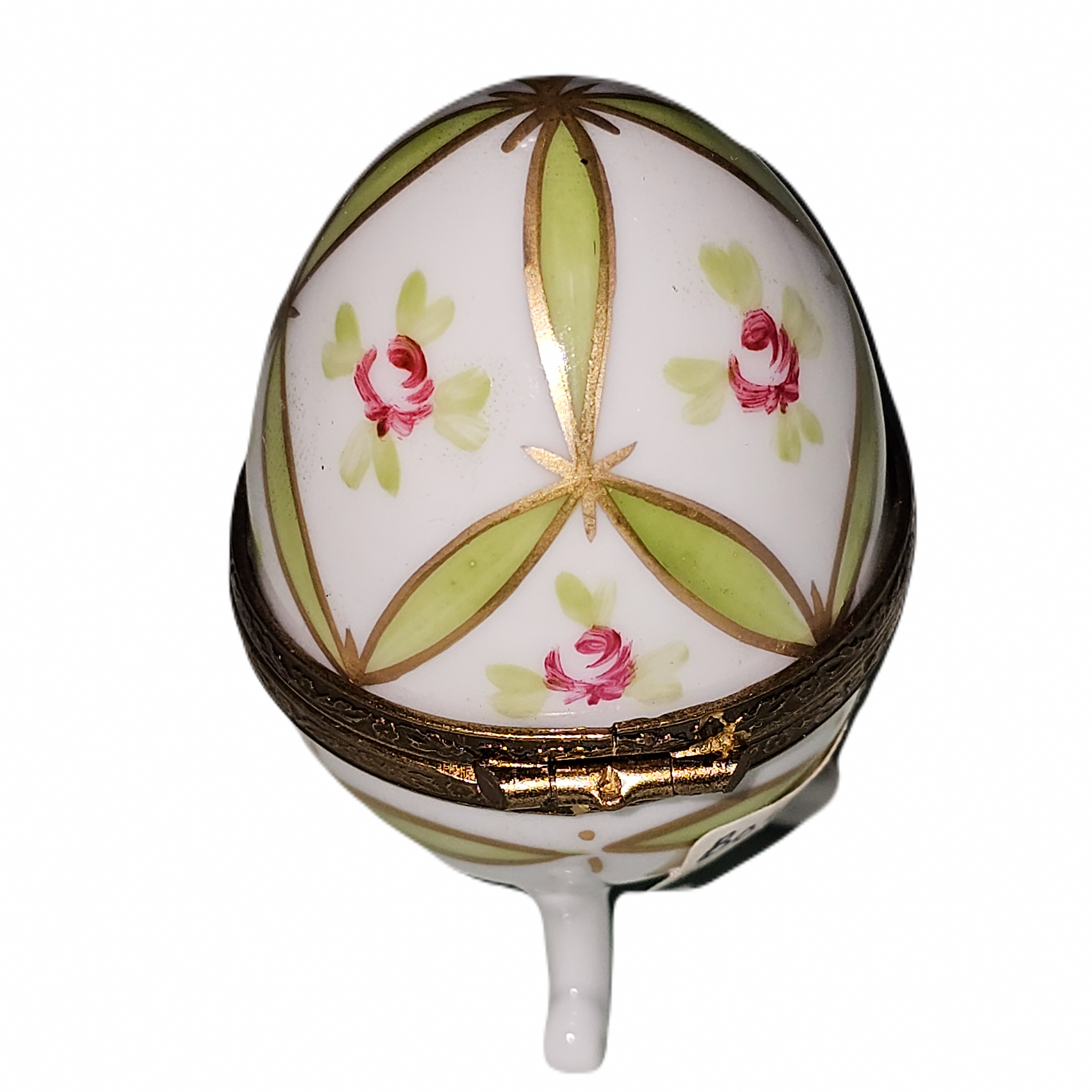 Green Floral Limoges Egg Porcelain Limoges Egg French Trinket Box