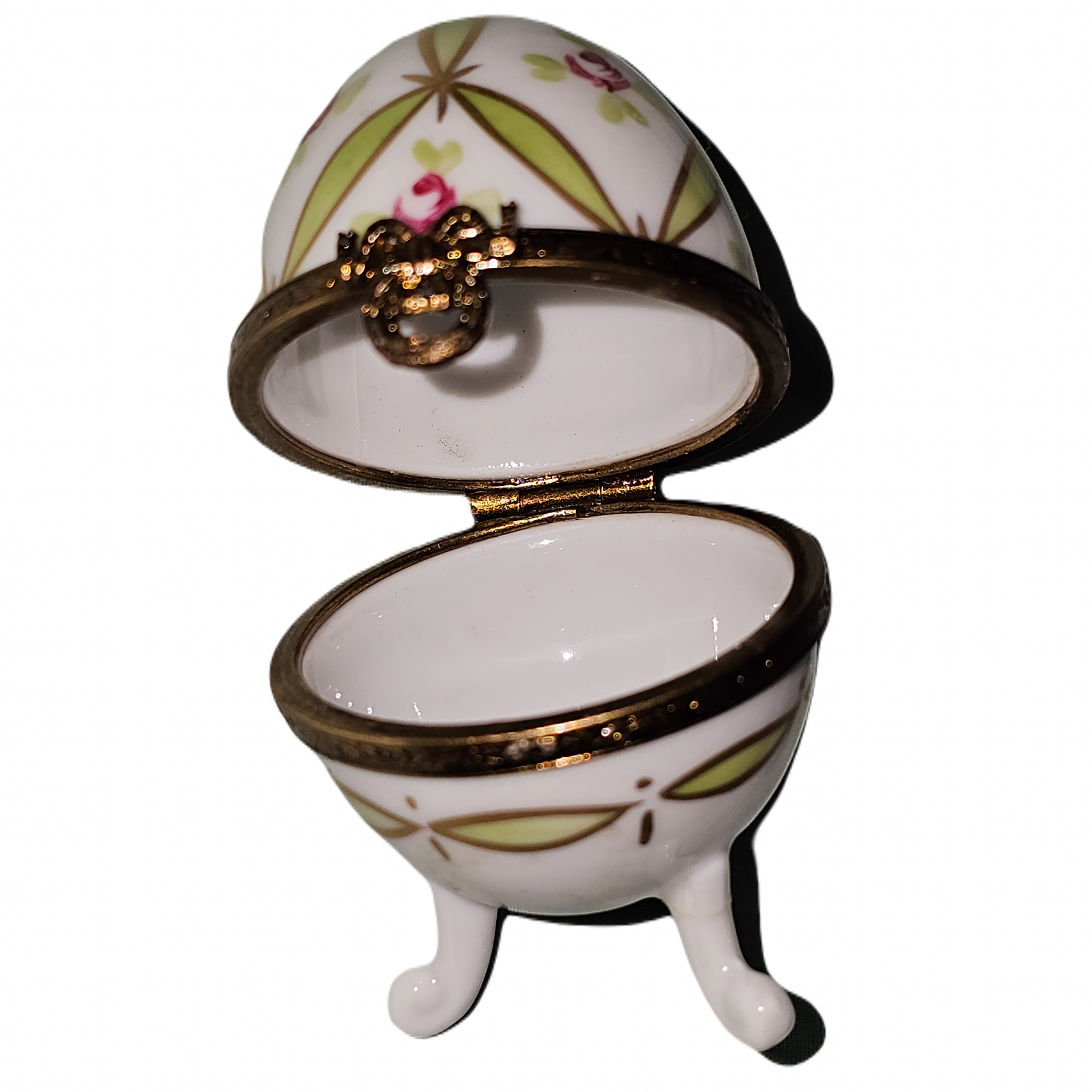 Green Floral Limoges Egg Porcelain Limoges Egg French Trinket Box