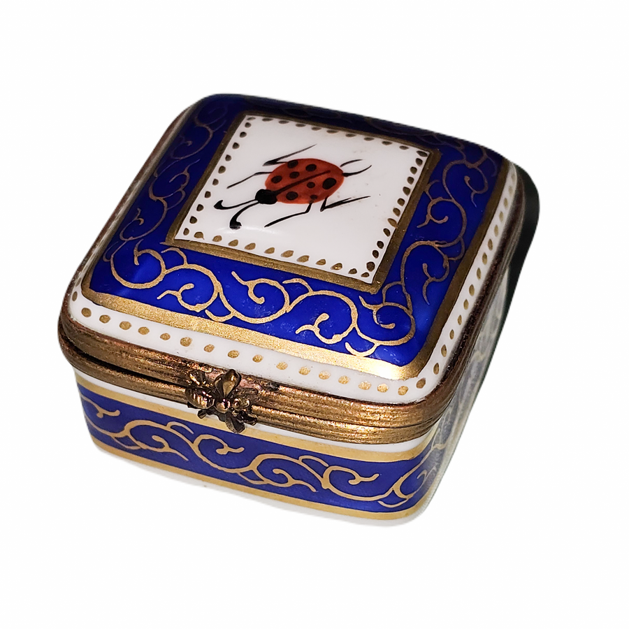 Blue Ladybug Limoges Box Porcelain Limoges traditional French Trinket Box