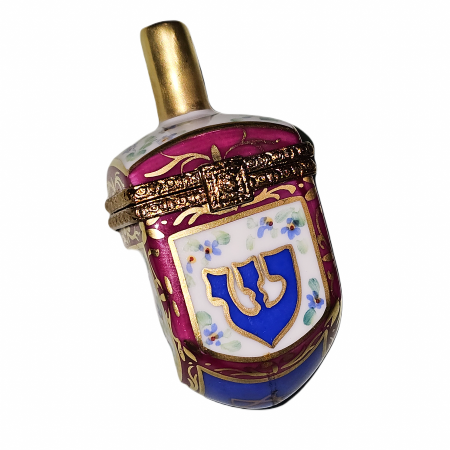 Hand-Painted Elegant Dreidel Box Porcelain Limoges Religion jewish French Trinket Box