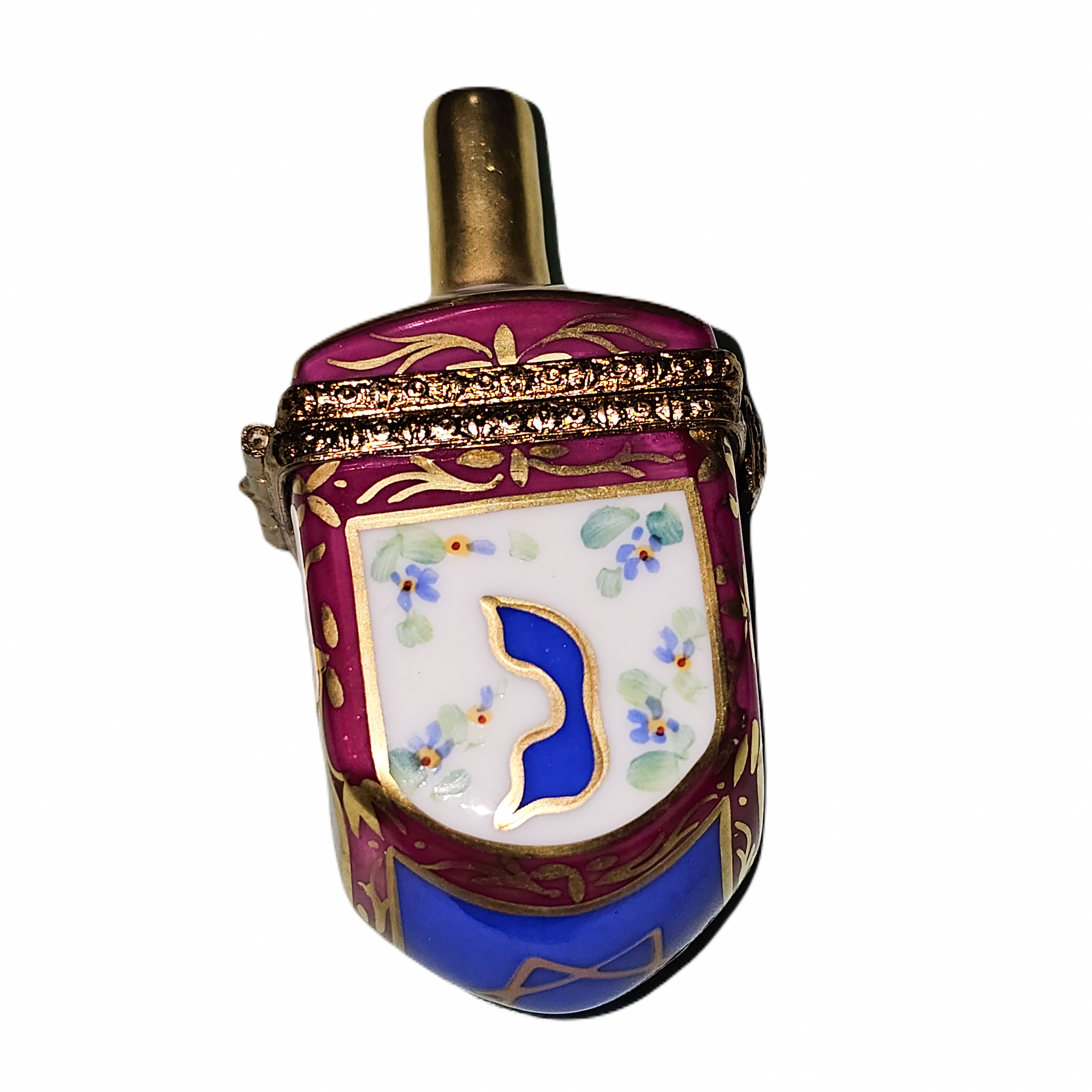 Hand-Painted Elegant Dreidel Box Porcelain Limoges Religion jewish French Trinket Box