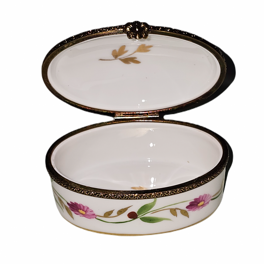Elegant Floral Limoges Box Porcelain Limoges traditional French Trinket Box