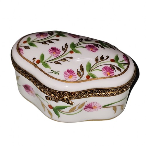 Pink Floral Elegance Box Porcelain Limoges traditional French Trinket Box