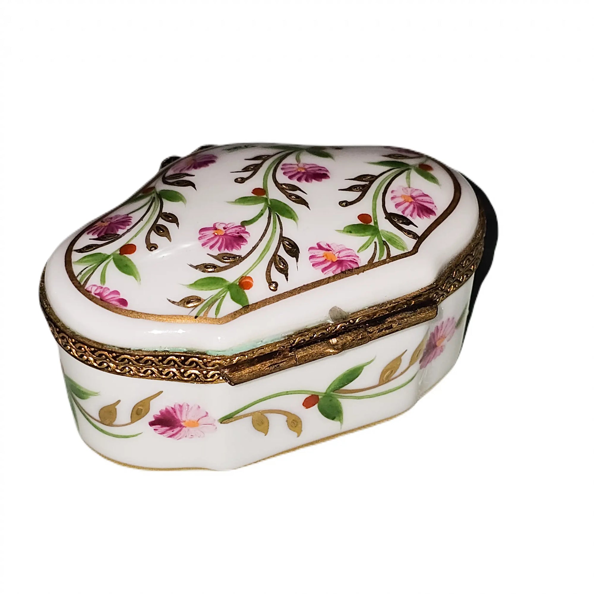 Pink Floral Elegance Box Porcelain Limoges traditional French Trinket Box
