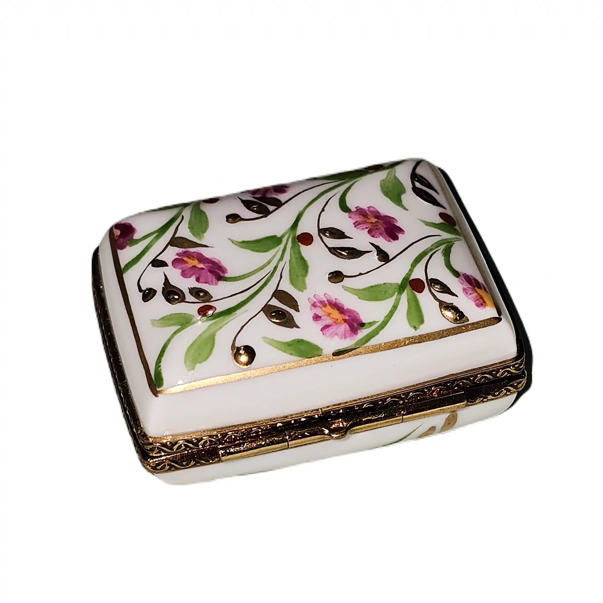 Pink Floral Limoges Box Delight Porcelain Limoges traditional French Trinket Box