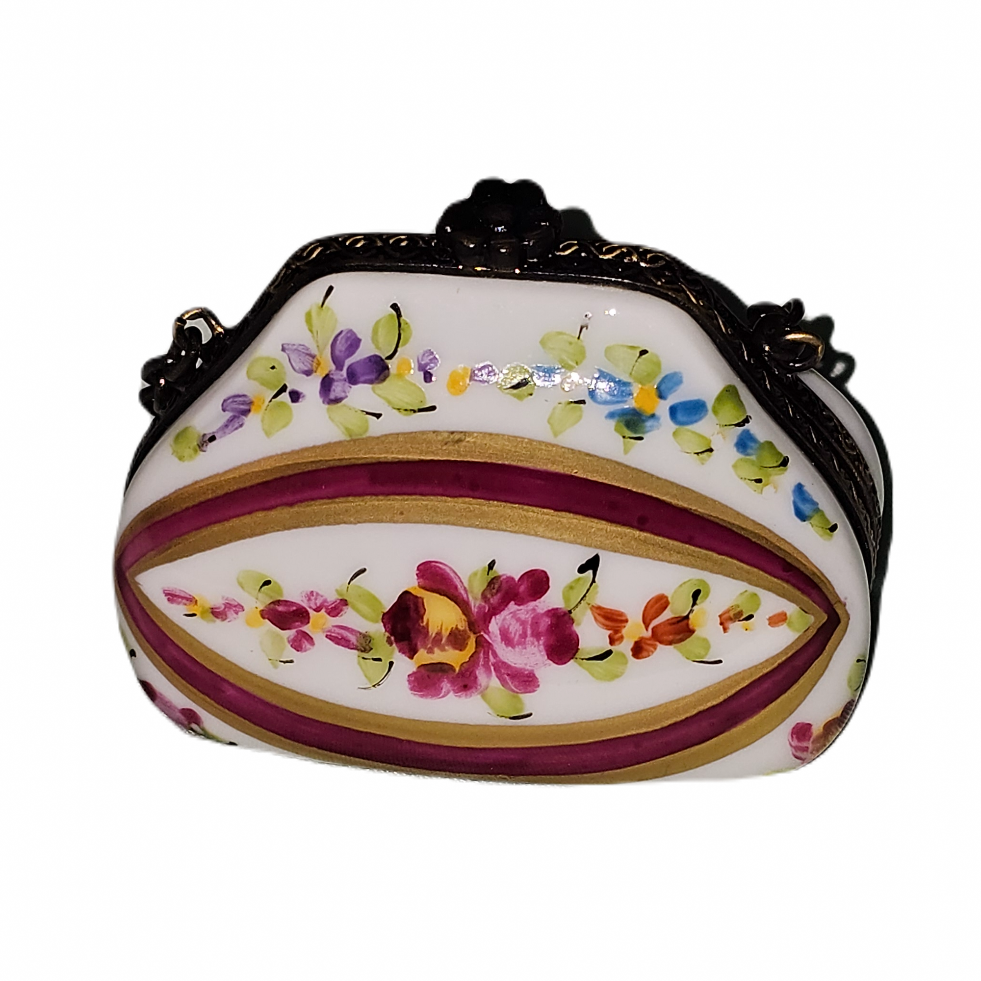 Red Floral Elegance Purse Porcelain Limoges purse French Trinket Box