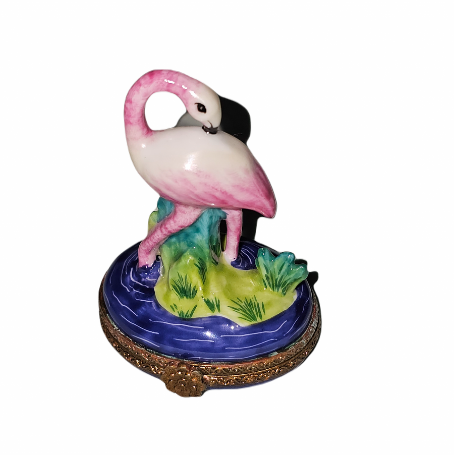Flamingo Serenity Limoges Box Porcelain Limoges wild birds French Trinket Box