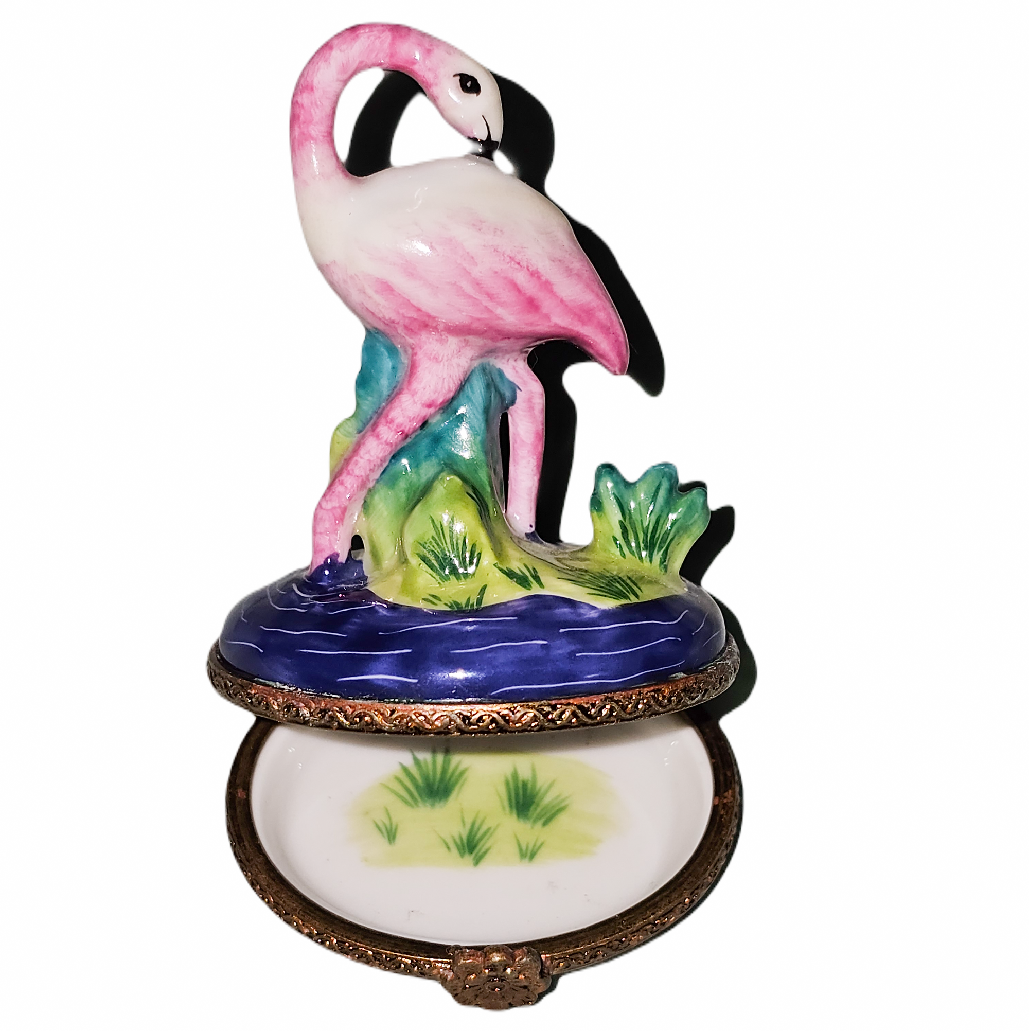 Flamingo Serenity Limoges Box Porcelain Limoges wild birds French Trinket Box