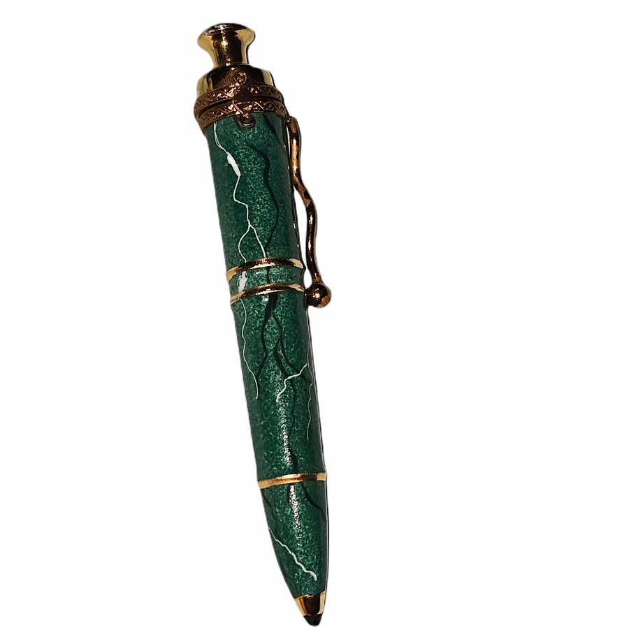 Elegant Green Marble Pen Porcelain Limoges professional French Trinket Box