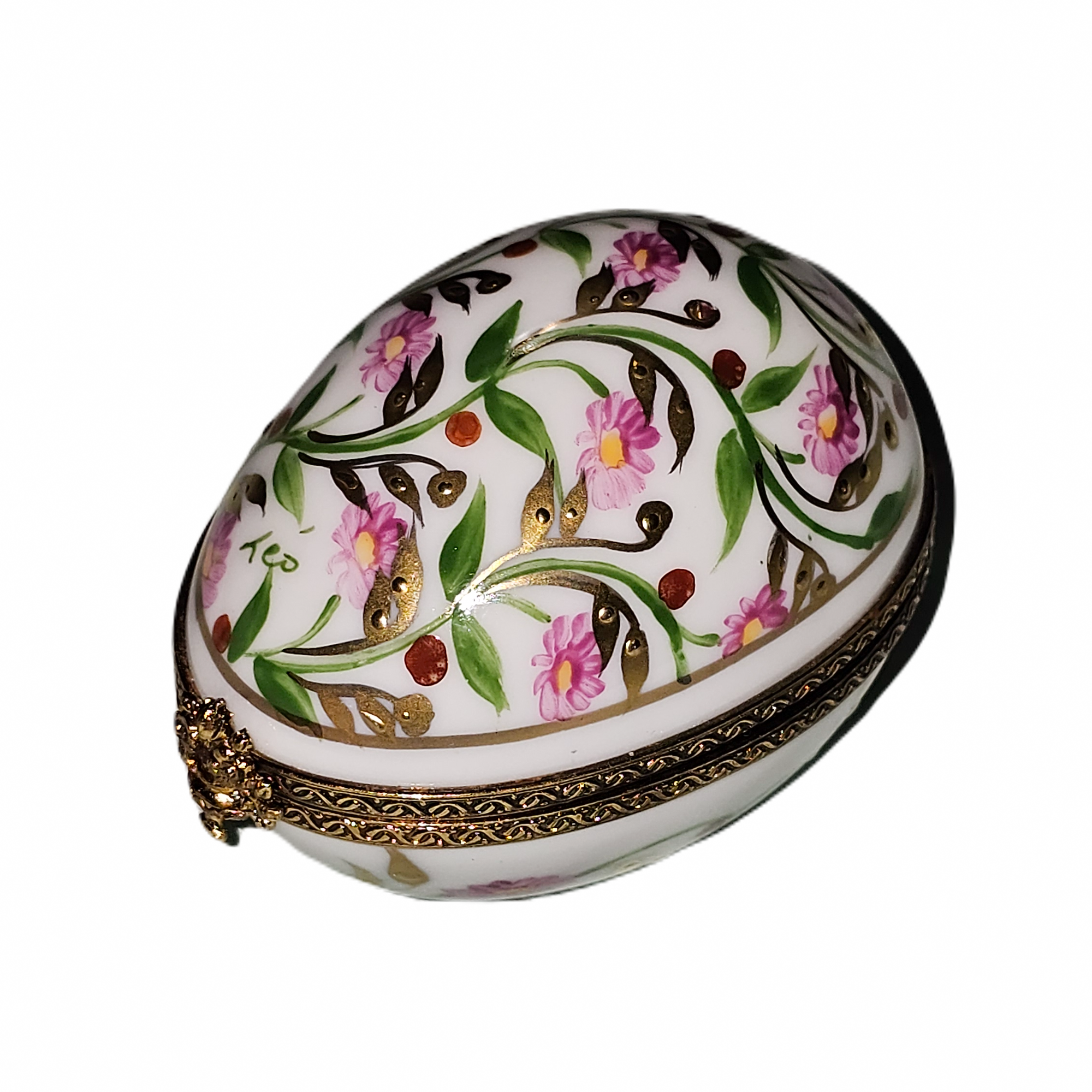 Pink Floral Elegance Box Porcelain Limoges Egg French Trinket Box