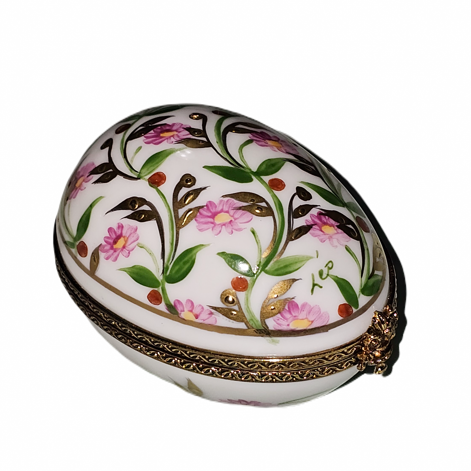 Pink Floral Elegance Box Porcelain Limoges Egg French Trinket Box