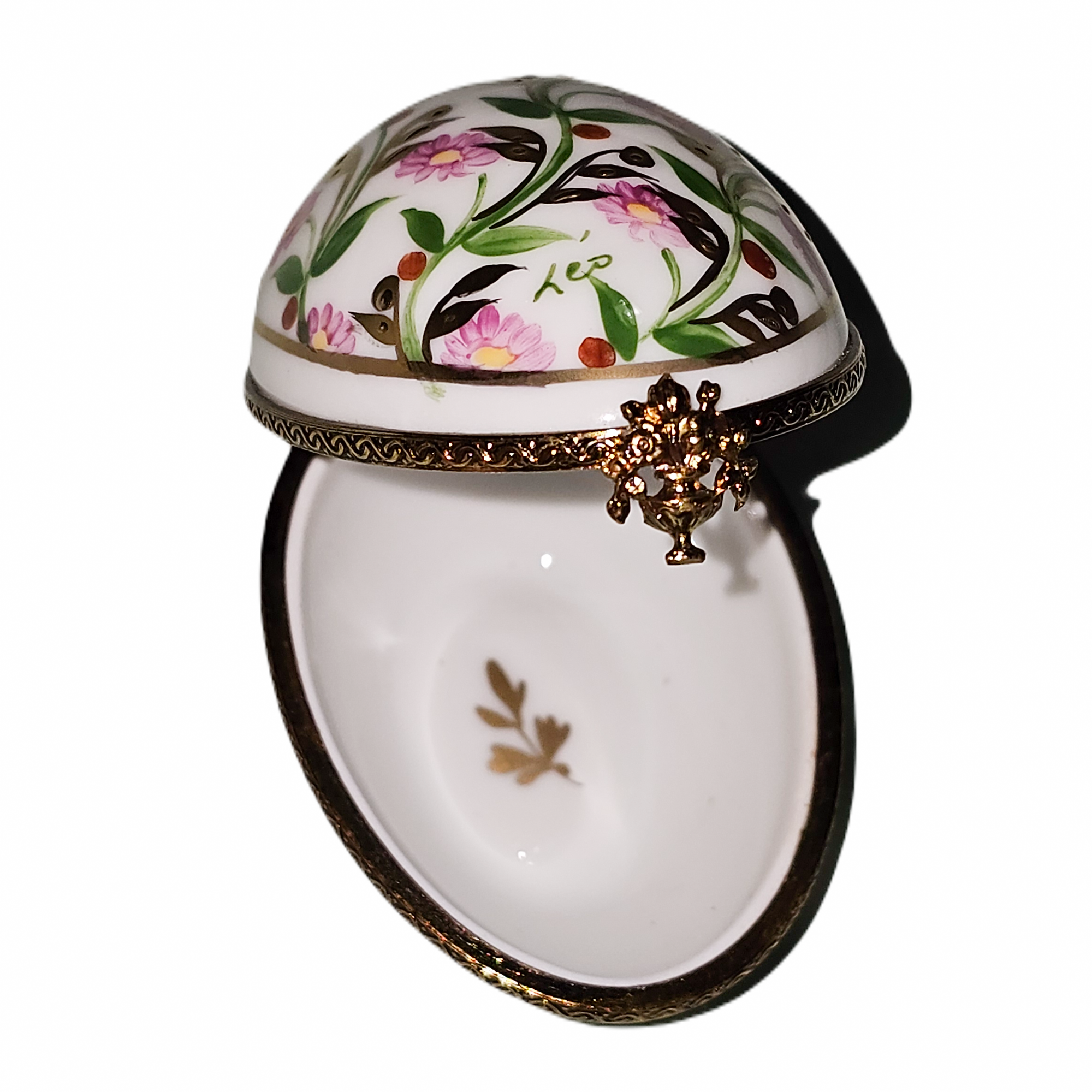 Pink Floral Elegance Box Porcelain Limoges Egg French Trinket Box