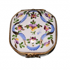 Blue Ribbon Floral Elegance Box Porcelain Limoges traditional French Trinket Box