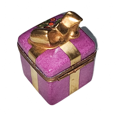 Pink Mistletoe Christmas Treasure Porcelain Limoges Christmas xmas French Trinket Box