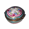 Pink Turquoise Floral Elegance Box Porcelain Limoges traditional French Trinket Box