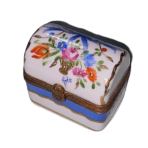 Light Blue Floral Elegance Box Porcelain Limoges traditional French Trinket Box