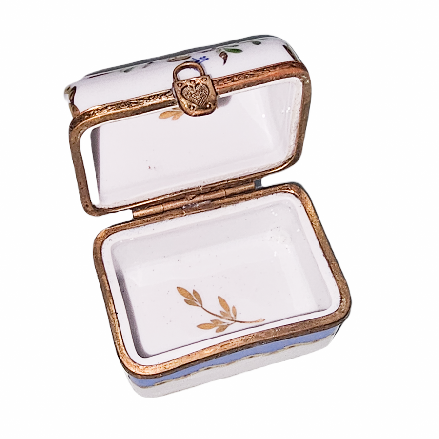 Light Blue Floral Elegance Box Porcelain Limoges traditional French Trinket Box