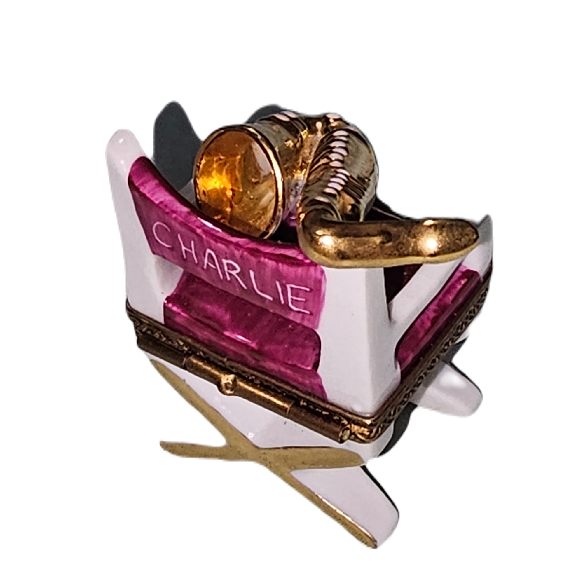 Saxophone Elegance on Chair Porcelain Limoges music French Trinket Box