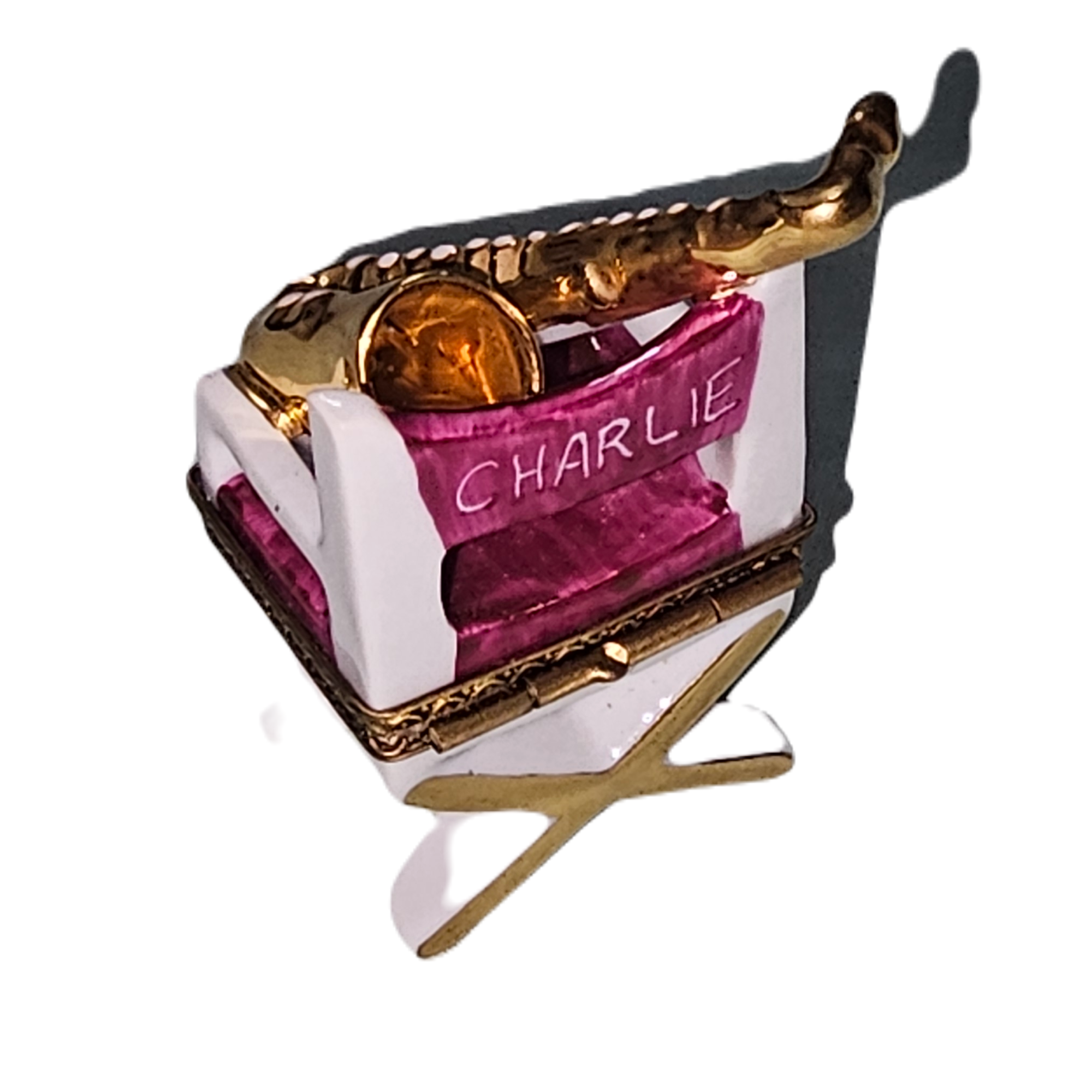 Saxophone Elegance on Chair Porcelain Limoges music French Trinket Box