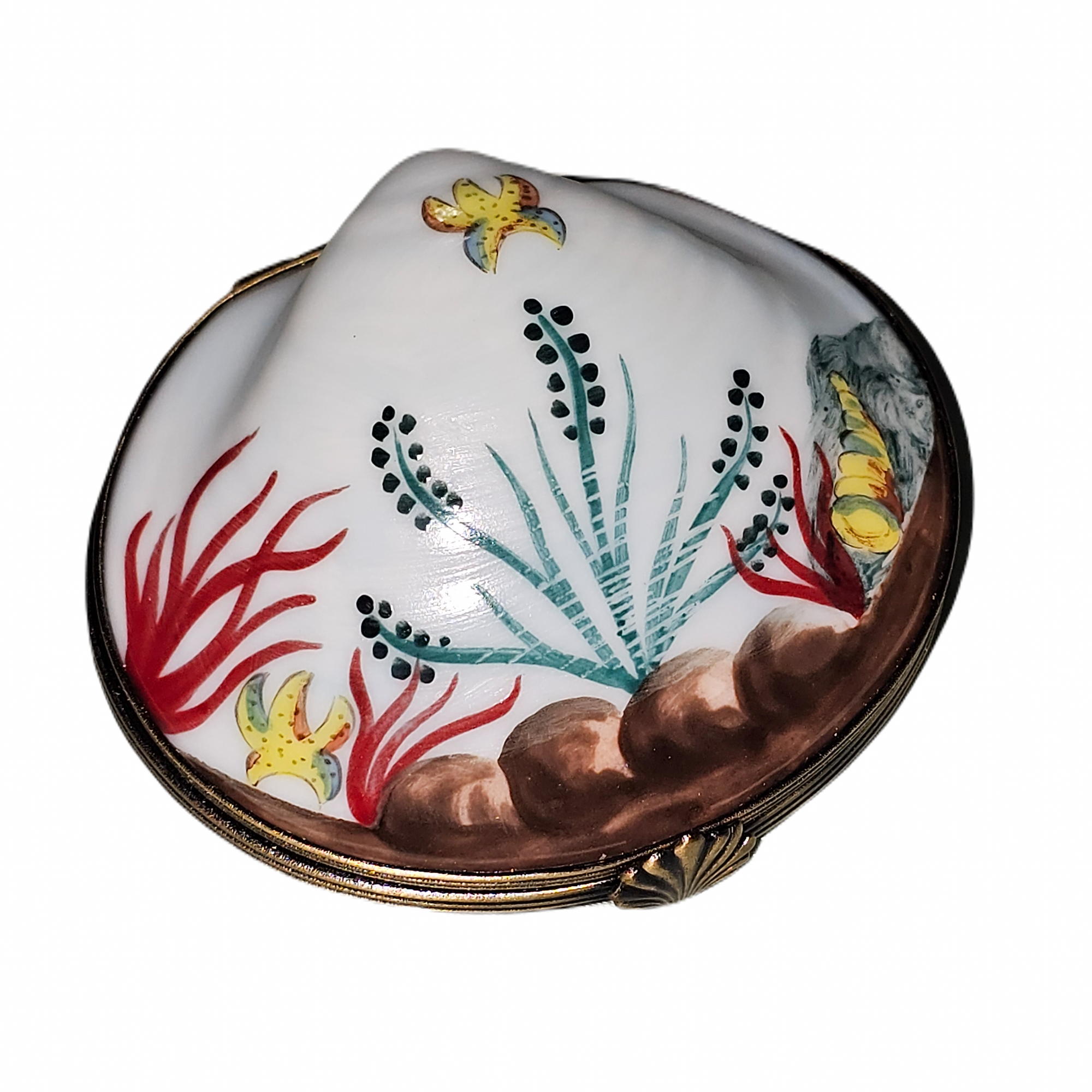 Oyster Ocean Scene Limoges Box Porcelain Limoges beach ocean fish French Trinket Box