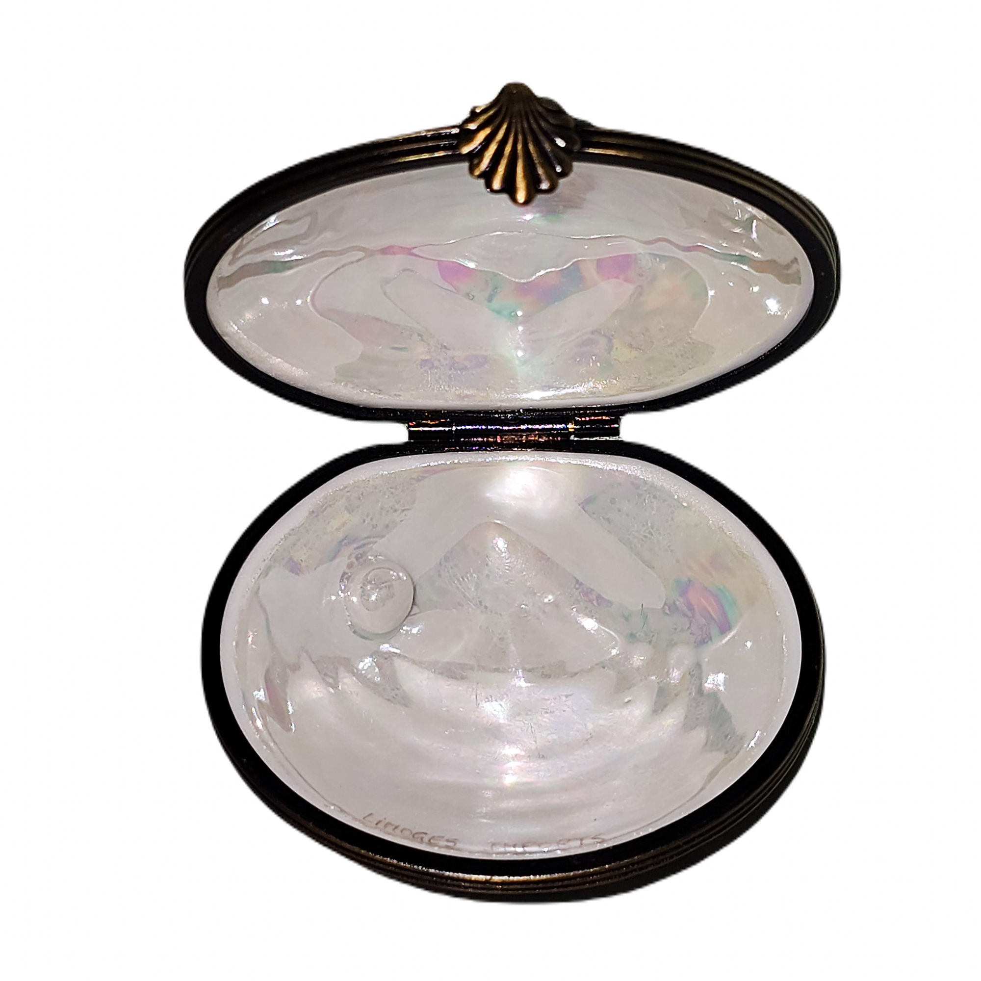 Oyster Ocean Scene Limoges Box Porcelain Limoges beach ocean fish French Trinket Box