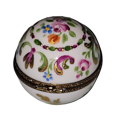 Pink Floral Round Limoges Box Porcelain Limoges traditional French Trinket Box
