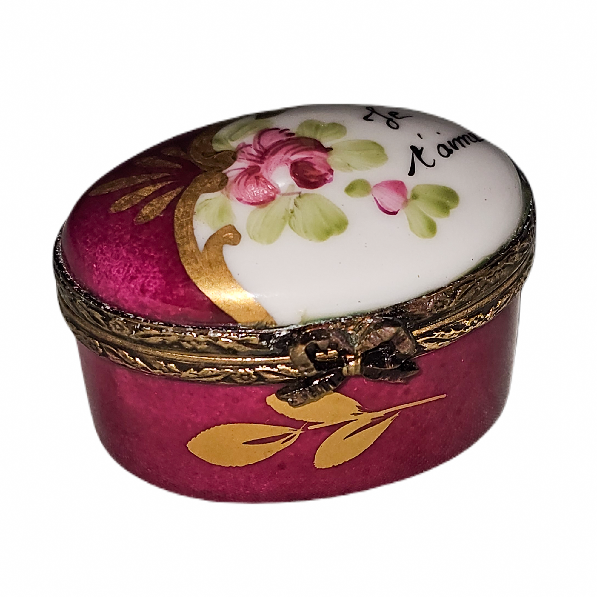 Je Taime Red Floral Box Porcelain Limoges traditional French Trinket Box
