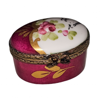 Je Taime Red Floral Box Porcelain Limoges traditional French Trinket Box