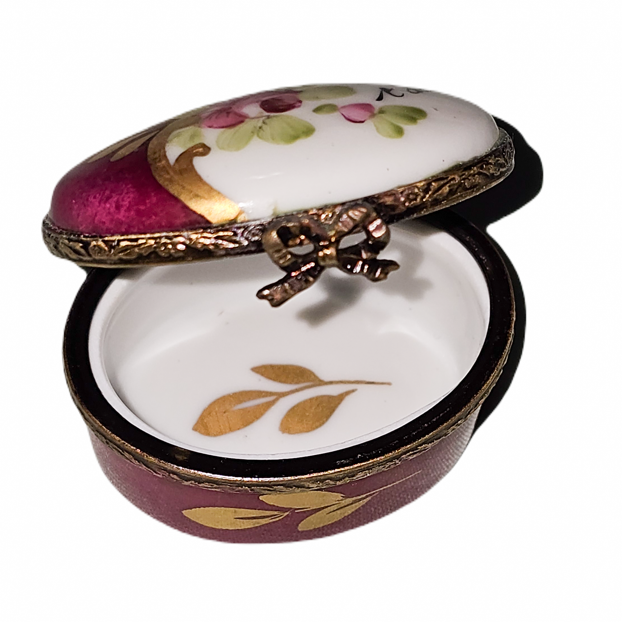 Je Taime Red Floral Box Porcelain Limoges traditional French Trinket Box