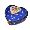 Dark Blue Poka Dot Heart Box Porcelain Limoges heart French Trinket Box